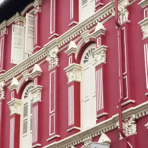 Fragment of traditional building facade in Chinatown of Singapore<br> Fragment of traditional building fa