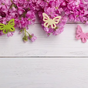 Fragrant pink stock flowers matthiola over white wooden background