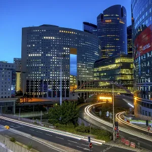 Evening Car Traffic in La Defense, Paris Print Evening Car Traffic in La Defense, Paris Print