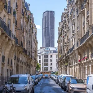 Montparnasse Tower Print: Parisian Street Scene Montparnasse Tower Print: Parisian Street Scene