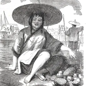 Frau, Fruchtehandlerin in China