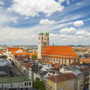Frauenkirche Church and Old Town on Sunny Summer Day