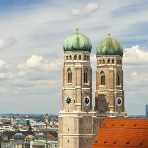 Frauenkirche Church with Twin Towers on Summer Day