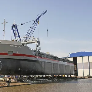 Freight Ship MAASBORG Print at Leer Shipyard, Germany