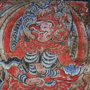 Fresco, Burmese fantasy figure in a temple in Bagan Fresco, Burmese fantasy figure in a temple in Bagan