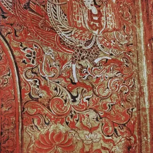 Fresco of a Burmese lady as an imaginary figure in a temple in Bagan Fresco of a Burmese lady as an imaginary figure in a temple in Bagan