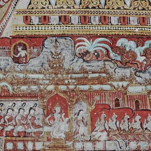 Fresco depicting Burmese ladies in a temple Fresco depicting Burmese ladies in a temple