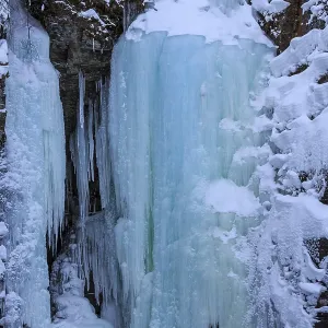 Frozen waterfall, Abiskojokk River Frozen waterfall, Abiskojokk River