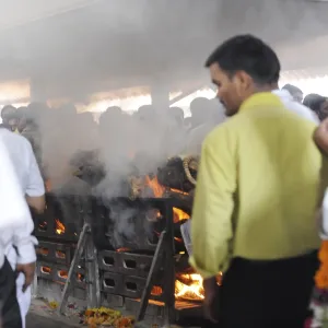 Funeral of Anti Terrorism Squad Chief Hemant Karkare killed by terrorist attack in Bombay Mumbai