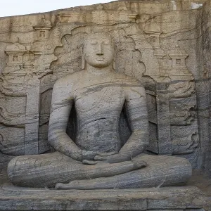 Gal Vihara (rock temple), meditating Buddha in lotus position Gal Vihara (rock temple), meditating Buddha in lotus position