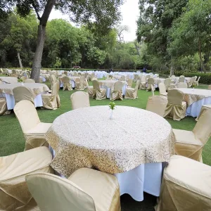 Garden restaurant in balsamand lake palace hotel