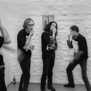 Germany, Berlin, 15.09.1992, nose flute player at a vernissage at Galerie Knaack 90 Germany, Berlin, 15.09.1992, nose flute player at a vernissage at Galerie Knaack 90