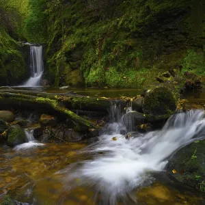 Geroldsau waterfall in autumn, River Grobbach