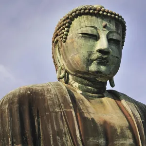 Giant Buddha head from Daibutsu sculpture in Kamakura