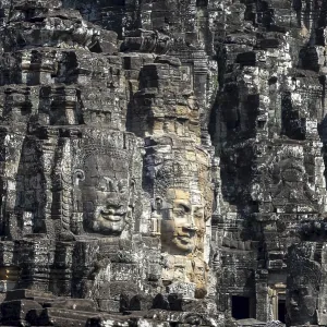 Giant stone-carved faces of the Bodhisattva Lokeshvara