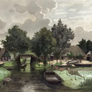 Giethoorn, fishermen on a canal