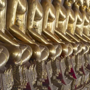Gilded Buddha statues (Bhumispara mudra: Buddha Gautama at the moment of enlightenment) Gilded Buddha statues (Bhumispara mudra: Buddha Gautama at the moment of enlightenment)