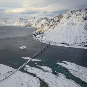 Gimsoystraumen Bridge in Winter