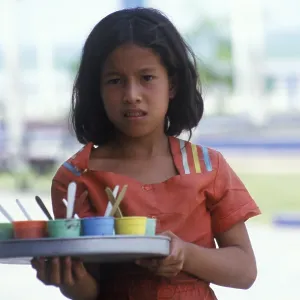Girl with belly shop selling sweets in Iquitos Girl with belly shop selling sweets in Iquitos