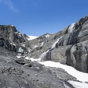 Glacier Ice and Waterfall, Worthington Glacier