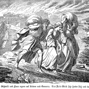 God rains brimstone and fire on Sodom and Gomorrah God rains brimstone and fire on Sodom and Gomorrah