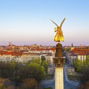 Golden angel of peace in the morning light