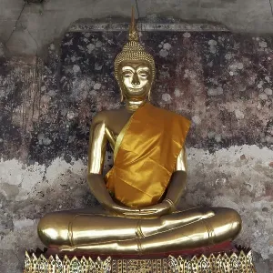 Golden Buddha statue in meditation posture