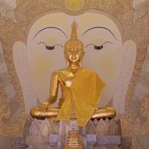 Golden Buddha Statue Print, Wat Sitthawararam, Bangkok