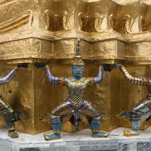 Golden Chedi, supported by twenty monkeys and demons