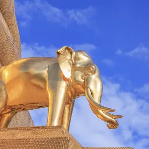 Golden elephant at a Buddhist temple in Bangkok Golden elephant at a Buddhist temple in Bangkok