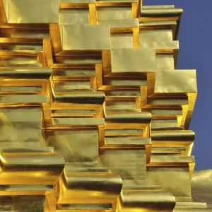 Golden shingles, Sareerikkatartsirirak Pagoda at Wat Phan On Golden shingles, Sareerikkatartsirirak Pagoda at Wat Phan On