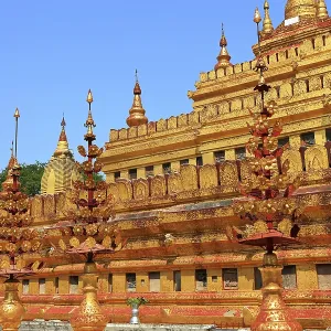 The golden Shwezigon Pagoda in Nyaung-U The golden Shwezigon Pagoda in Nyaung-U