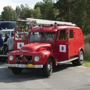 Gothenburg, Sweden, August 29 2009: Vintage Volvo L341 fire truck on display