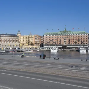 Grand Hotel and pier, by the river Stromkajen Grand Hotel and pier, by the river Stromkajen