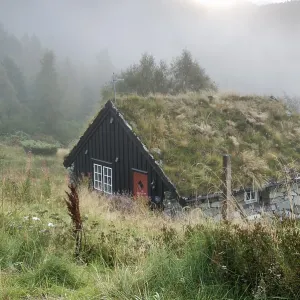Grass-covered hut in Norway, Europe