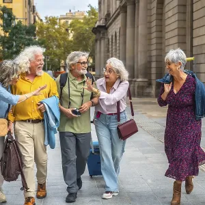 Group of happy senior friends enjoying a joyful trip Group of happy senior friends enjoying a joyful trip