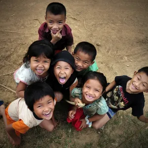 Group of smiling children in Laos Group of smiling children in Laos