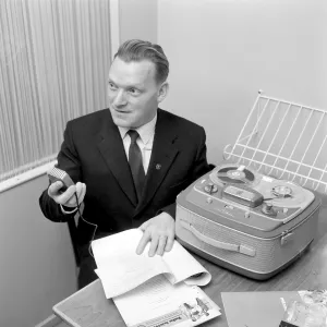 The Grundig Reel-to-Reel Recorder TK 25 A man with a microphone recording on his Grundig reel-to-reel tape recorder
