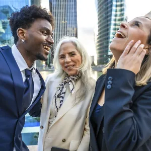 Happy business people of various ages