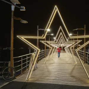 Harbour lighting, jetty, Christmas decoration Harbour lighting, jetty, Christmas decoration