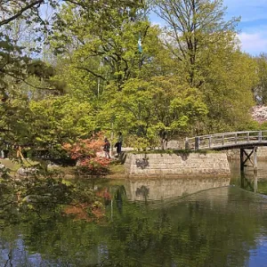 Hasselt, Belgium - April 15, 20222: Japanese garden in Hasselt Flemisch region in Belgium