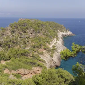 Headland with rock hole called Sa Foradada near Deia