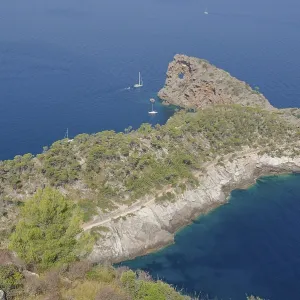 Headland with rock hole called Sa Foradada near Deia