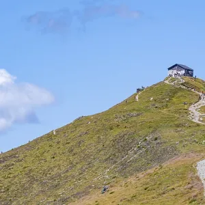Helmhaus mountain hut on a mountain peak