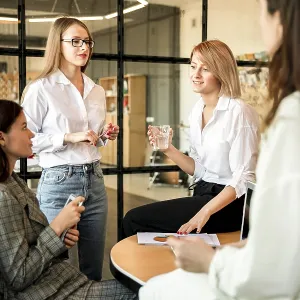 High angle business metting office