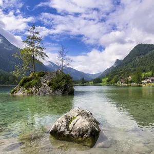 Hintersee near Ramsau with clear green water Hintersee near Ramsau with clear green water
