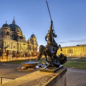 The historic centre of Berlin at dawn with the TV Tower