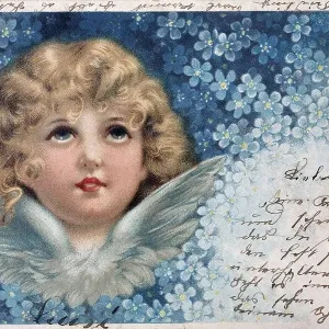 Historic Christmas card with angel Historic Christmas card with angel