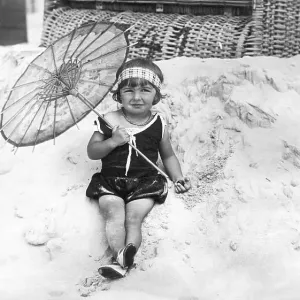 Historic photograph, little girl at the beach Historic photograph, little girl at the beach