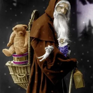 Historic photograph, Santa Claus with a teddy Historic photograph, Santa Claus with a teddy